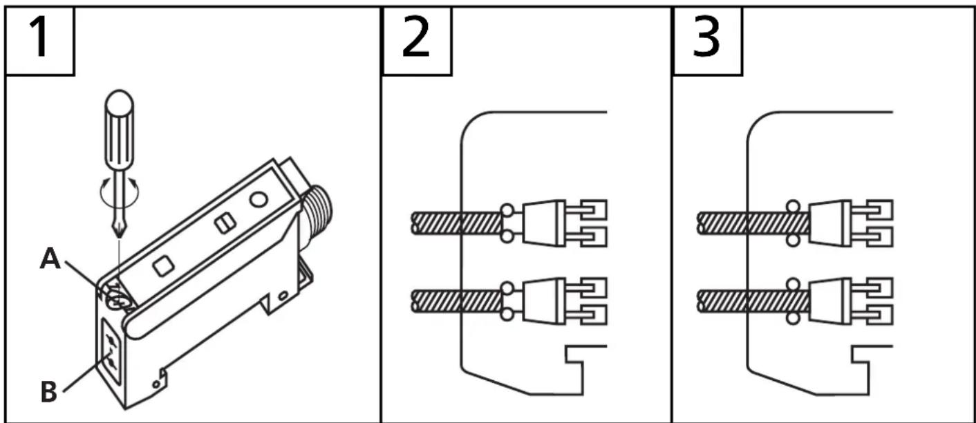 IFM OB5022 - Mount the fibre optics: - 1