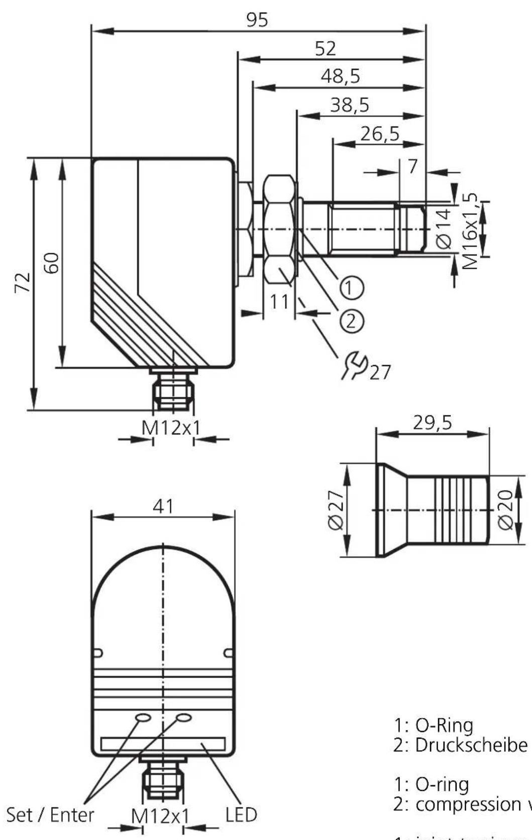 IFM SA3001 - Maßzeichnung - Scale drawing - Dimensions - 1