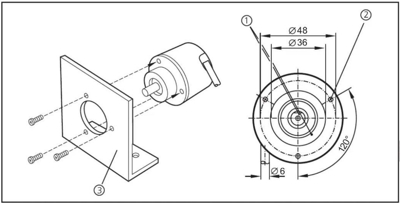 IFM RM6004 - Montage codeur à arbre plein (bride de fixation) - 1