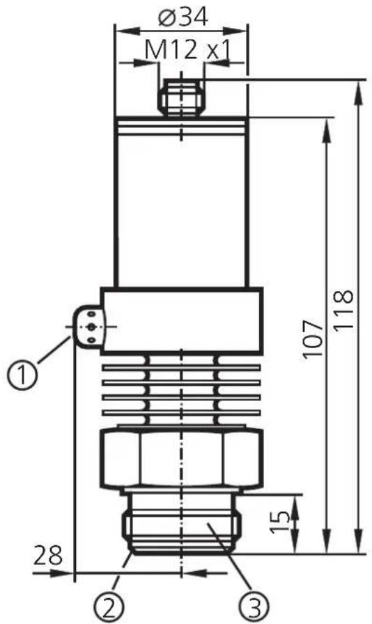 Ø34 M12 x1 107 118 15 28 ① ② ③