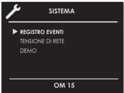 SISTEMA ▶ REGISTRO EVENTI TENSIONE DI RETE DEMO OM 15