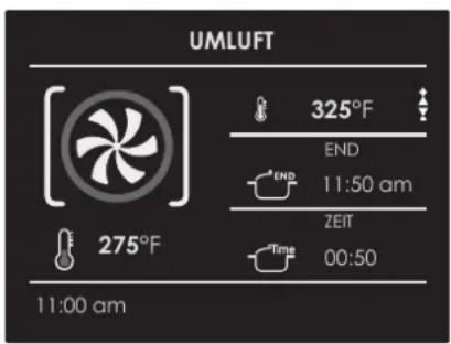 UMLuft 325°F END 11:50 am ZEIT Time 00:50 275°F 11:00 am