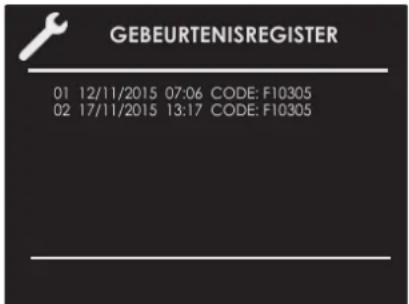 GEBEURTENISREGISTER 01 12/11/2015 07:06 CODE: F10305 02 17/11/2015 13:17 CODE: F10305