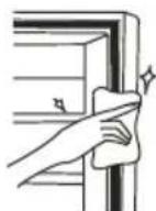 Illustration showing a hose connected to a box with a prohibition symbol, indicating no chemical hazard or safety warning.