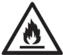 Warning sign depicting a flame symbol in a triangle, indicating hazard or caution