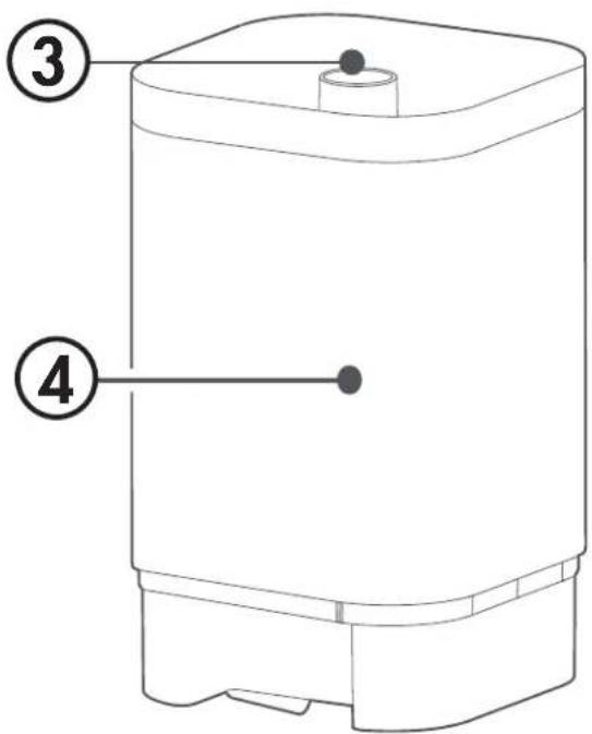 Diagram of a water dispenser with numbered parts labeled 3 and 4