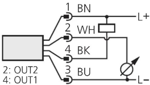 1 BN 2 WH 4 BK 3 BU 2: OUT2 4: OUT1 L+ L-
