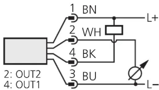 1 BN 2 WH 4 BK 3 BU 2: OUT2 4: OUT1 L+ L-