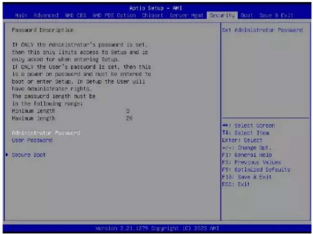 GIGABYTE MZ73LM0 - 2-7 Security Menu - 1