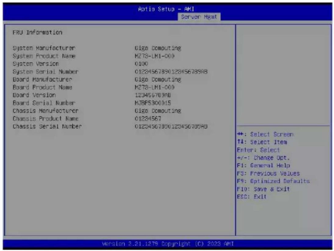 GIGABYTE MZ73LM0 - 2-6-2 View FRU Information - 1