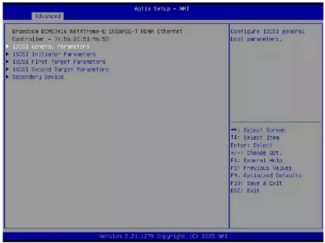 GIGABYTE MZ73LM0 - 2-2-18-1 iSCSI Boot Configuration Menu - 1