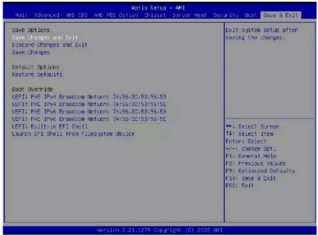 GIGABYTE MZ73LM0 - 2-9 Save &amp; Exit Menu - 1