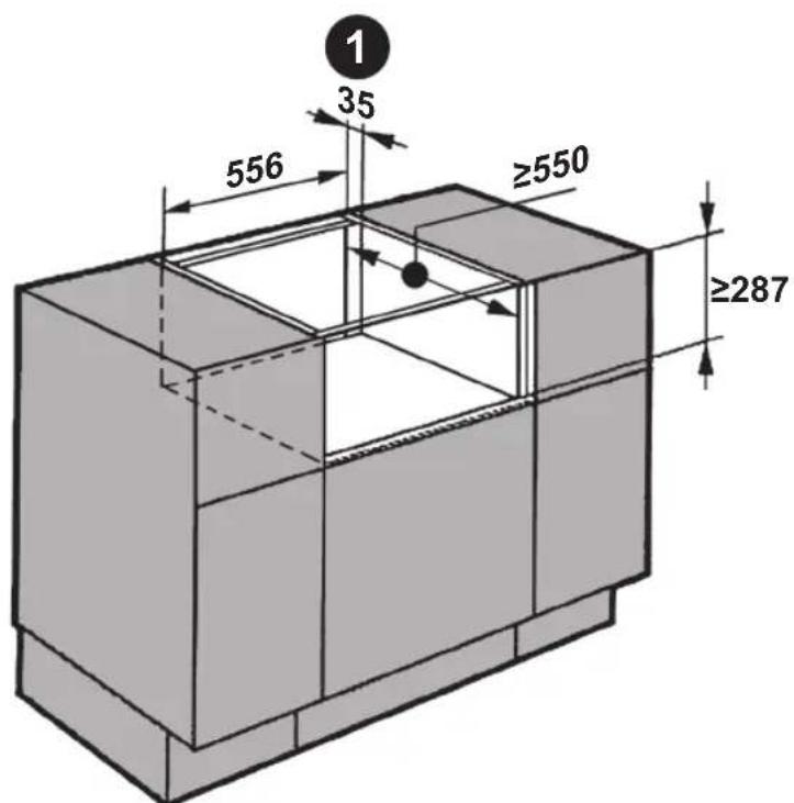 Fulgor Milano FVSD 2900 TC - Dimensions minimums du compartiment d'installation et ouverture pour aération - 2