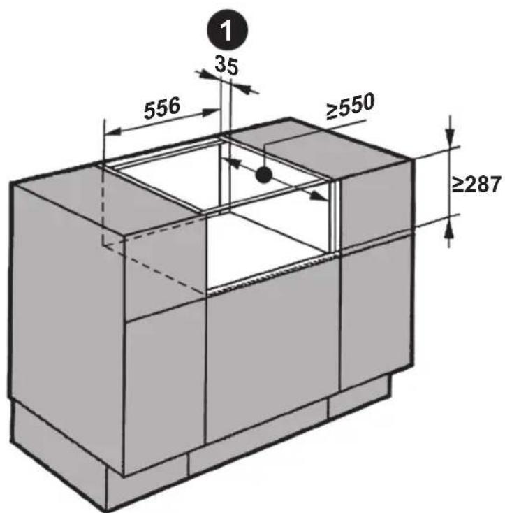 Fulgor Milano FVSD 2900 TC - MINIMALE ABMESSAGENGEN DES INSTALLATIONSFACHS UND DER ÖFFNUNG ZUR BELÜFTUNG - 2