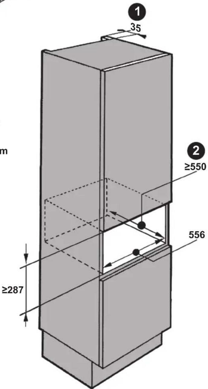 Fulgor Milano FVSD 2900 TC - INGOMBRI MINIMI DEL VANO DI INSTALLAZIONE ED APERTURA PER AERAZIONE - 3