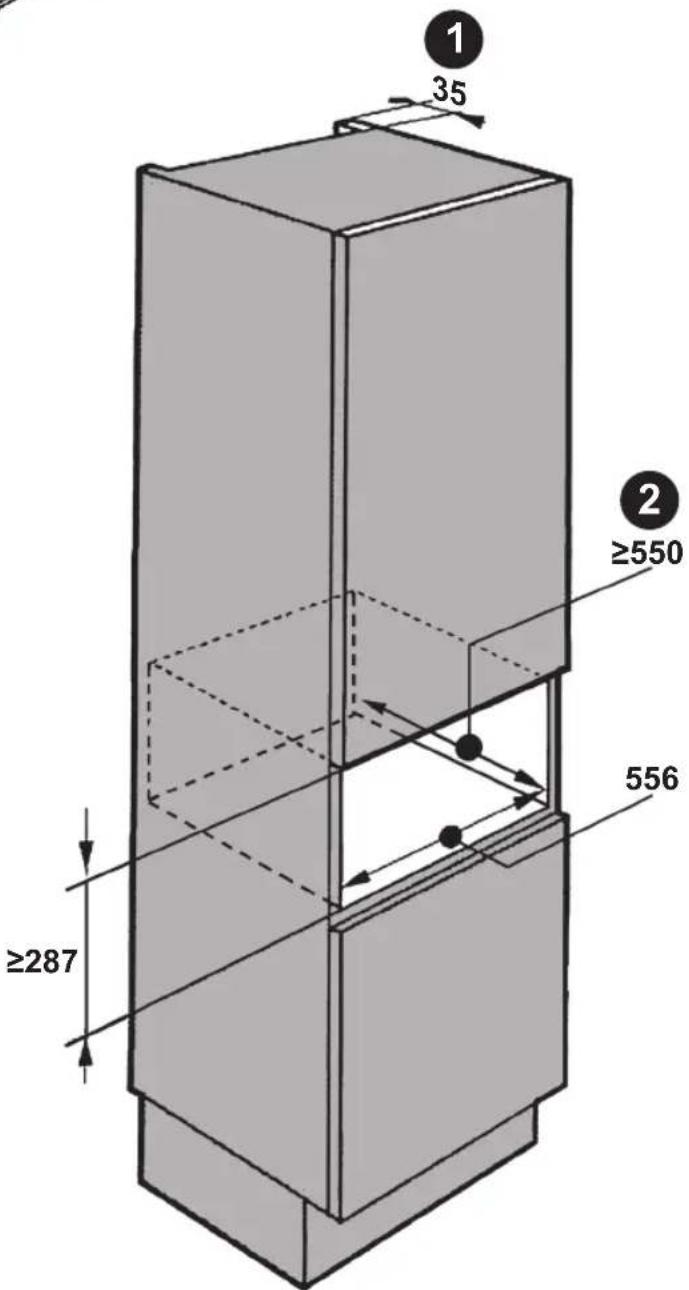 Fulgor Milano FVSD 2900 TC - MINIMUM CLEARANCE OF THE INSTALLATION COMPARTMENT AND OPENING FOR VENTILATION - 3