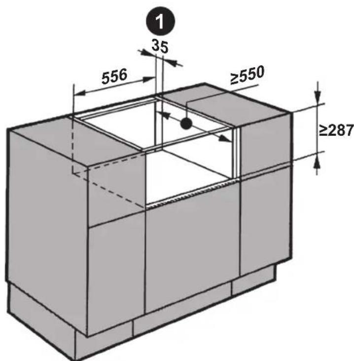 Fulgor Milano FVSD 2900 TC - MINIMUM CLEARANCE OF THE INSTALLATION COMPARTMENT AND OPENING FOR VENTILATION - 2