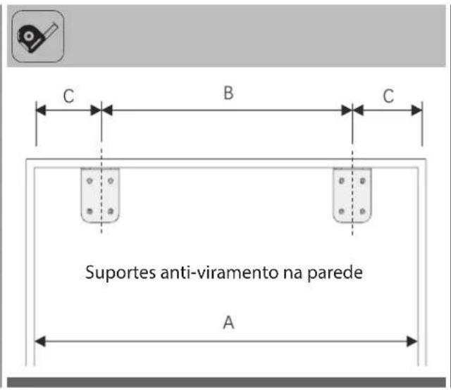 C B C Suportes anti-viramento na parede A