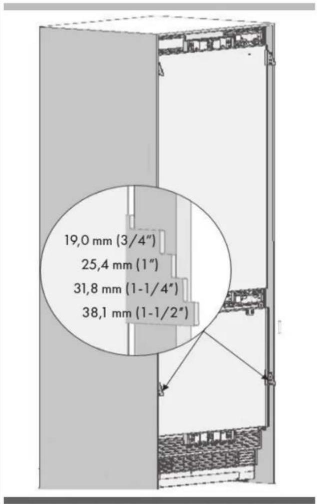 19,0 mm (3/4") 25,4 mm (1") 31,8 mm (1-1/4") 38,1 mm (1-1/2")