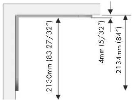 Mindesthöheneinstellung für die Nivellierung Front 8mm (5/16") Rückseite 7mm (¼)