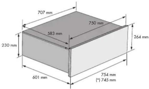 707 mm 583 mm 230 mm 601 mm 754 mm (*) 745 mm 750 mm 264 mm