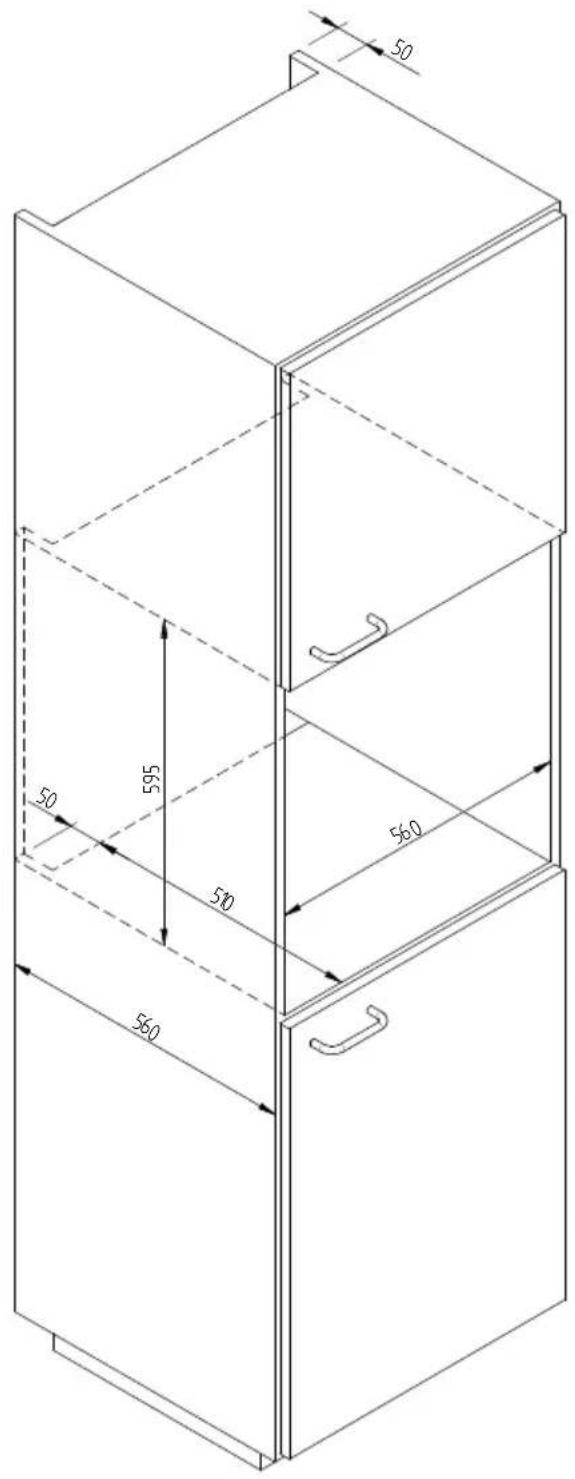 Fulgor Milano FCLD 150 BK - WARMING DRAWER DIMENSION DIAGRAM 560 X 595 FOR 480 OVENS - 2