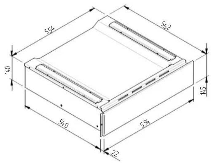 Fulgor Milano FCLD 150 BK - ESQUEMA DAS DIMENSOES DA GAVETA 145 DE ENCASTRE 560 X 595 COM MÁQ. DE CAFÉ DE 454 - 3