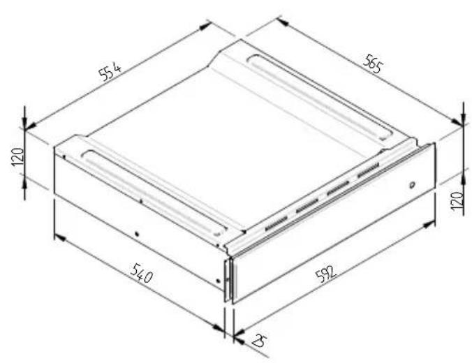 Fulgor Milano FCLD 150 BK - SCHEMA DIMENSIONALE CASSETTO INCASSO 560 X 595 CON FORNO DA 480 - 3