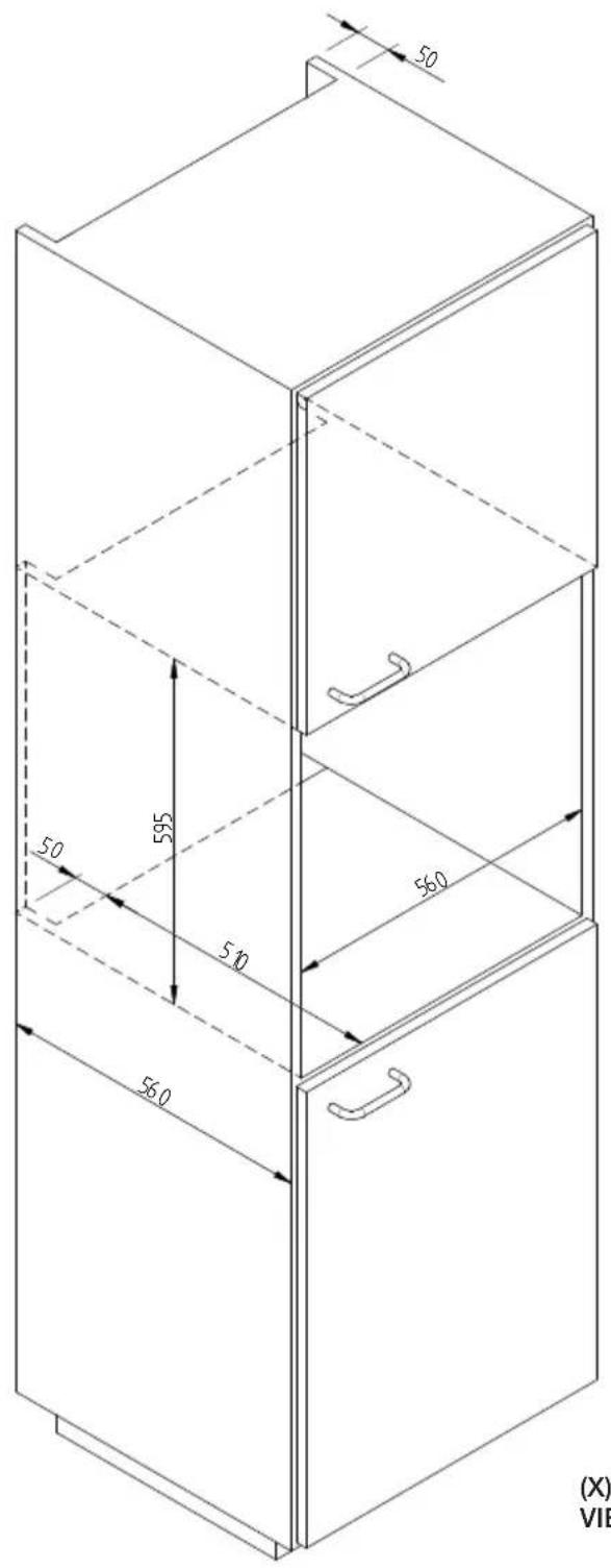Fulgor Milano FCLD 150 BK - SCHEMA DIMENSIONALE CASSETTO 145 INCASSO 560 X 595 CON CANTINETTA DA 455 - 1
