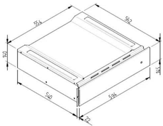 Fulgor Milano FCLD 150 BK - SCHEMA DIMENSIONALE CASSETTO INCASSO 560 X 595 CON FORNO DA 480 - 6