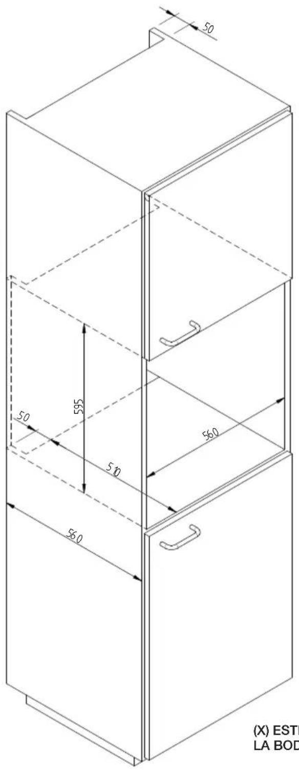 Fulgor Milano FCLD 150 BK - ESQUEMA DIMENSIONAL CAJON 145 EMPOTRADO 560 X 595 CON BODEGA DE 455 - 2
