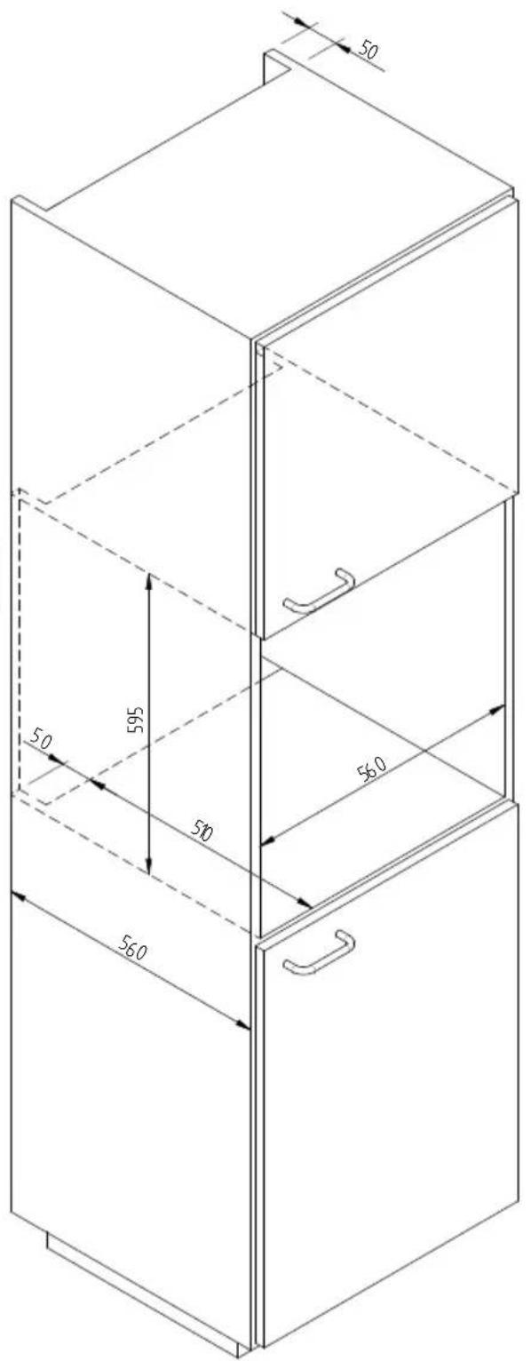 Fulgor Milano FCLD 150 BK - ESQUEMA DAS DIMENSOES DA GAVETA 145 DE ENCASTRE 560 X 595 COM TV DE 451 - 2