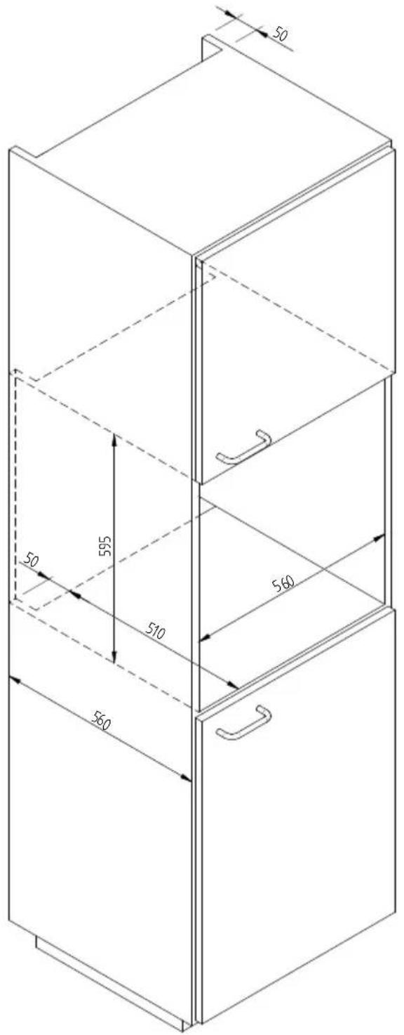 Fulgor Milano FCLD 150 BK - WARMING DRAWER DIMENSION DIAGRAM 560 X 595 FOR 480 OVENS - 5