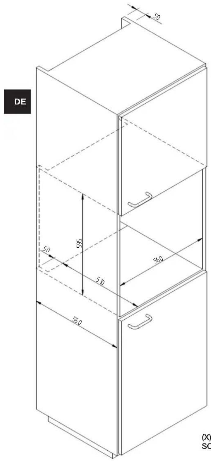 Fulgor Milano FCLD 150 BK - MASSBILD EINSCHUB 145 EINBAUMASSE 560 X 595 MIT WEINREGAL 455 - 1