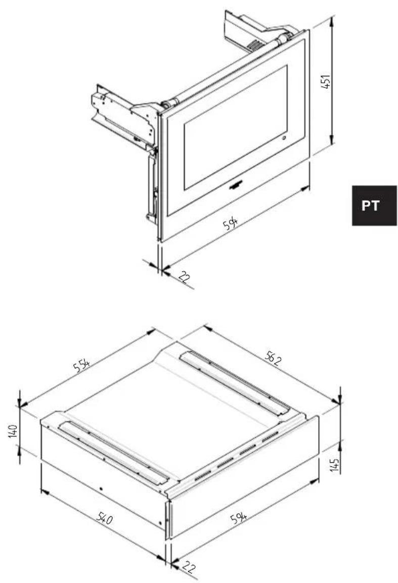Fulgor Milano FCLWD 150 - ESQUEMA DAS DIMENSOES DA GAVETA 145 DE ENCASTRE 560 X 595 COM TV DE 451 - 2