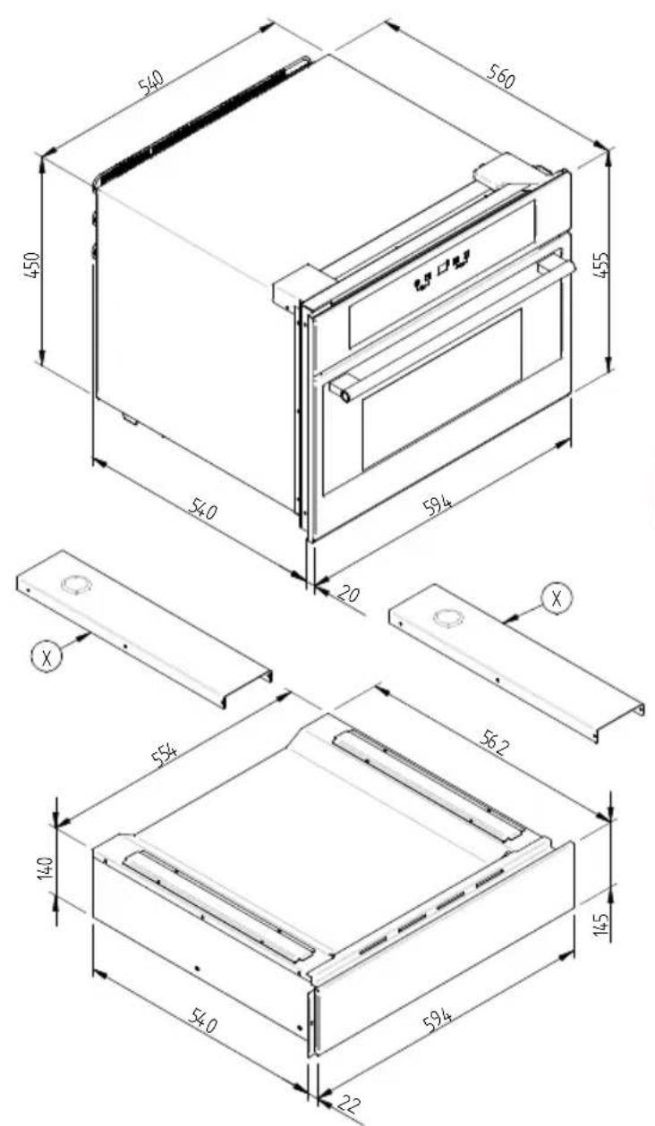 Fulgor Milano FCLWD 150 - ESQUEMA DAS DIMENSOES DA GAVETA 145 DE ENCASTRE 560 X 595 COM ADEGA DE 455 - 2