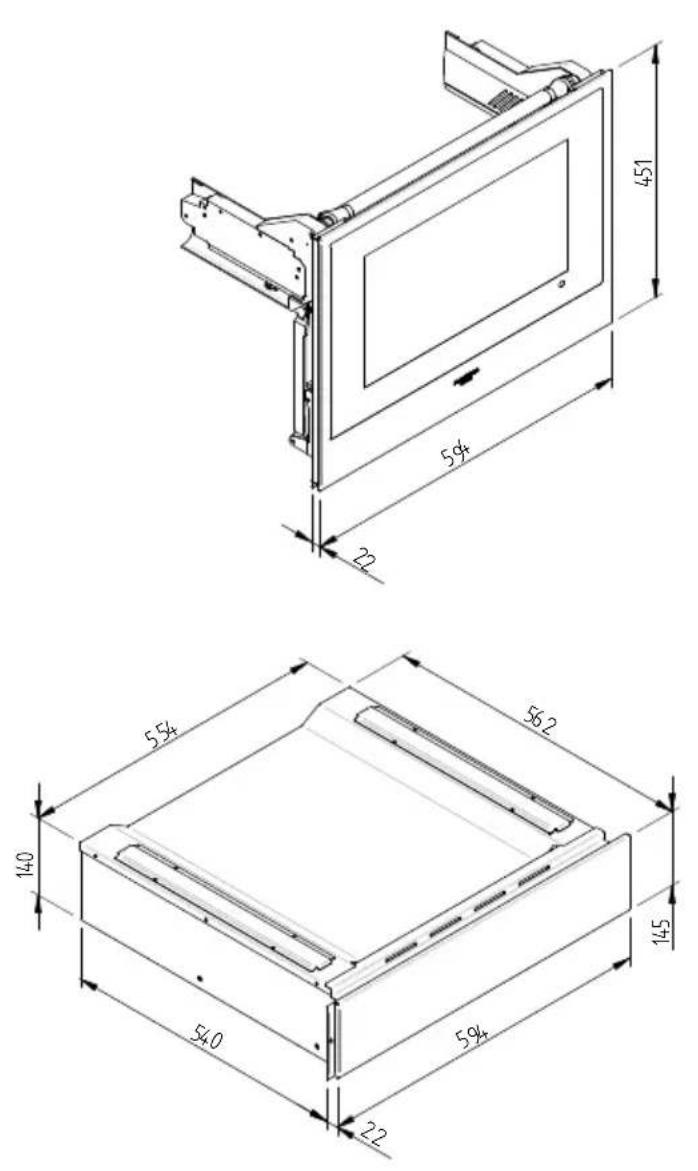 Fulgor Milano FCLWD 150 - SCHEMA DIMENSIONNEL DU TIROIR 145 ENCASTRABLE 560 X 595 AVEC PERCOLATEUR DE 454 - 5