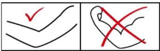 Hand-drawn checkmark and cross symbol on two hand-drawn diagrams, likely illustrating correct and incorrect actions.