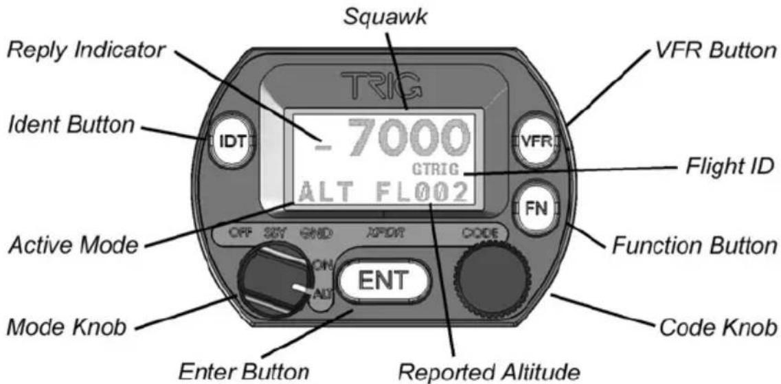 Trig Avionics TT22 Mode S Transponder - Front Panel - 1