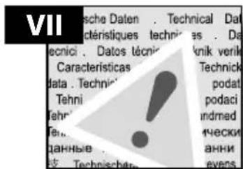 VII eche Daten . Technical Dat ctéristiques technics . Da ecnici . Datos técnic Caracteristicas data . Technic Tehni Tehr Ten. dанныe . 波 Technische