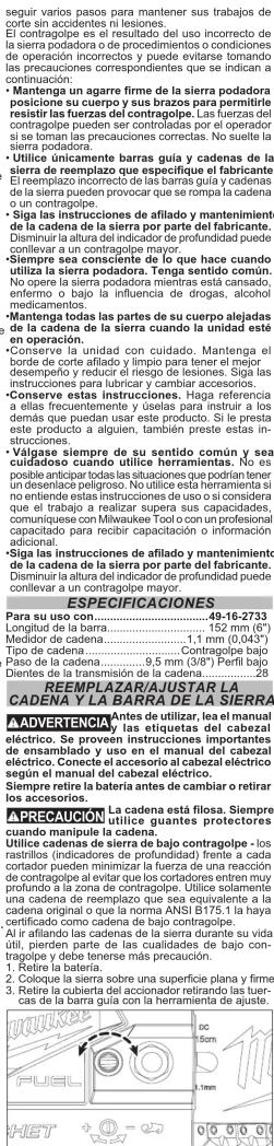 MILWAUKEE 49162732 - Substitution/ajustage de la chaîne et BARRE de SCIE - 7