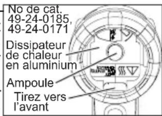 No de cat. 49-24-0185, 49-24-0171 Dissipateur de chaleur en aluminium Ampoule Tirez vers l'avant
