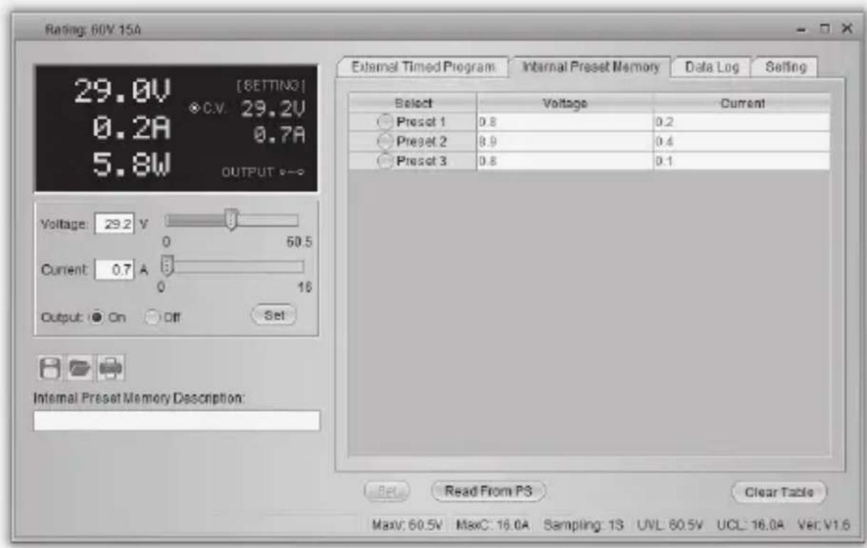 VOLTCRAFT DPPS3220 - b) Mémoire interne préreglee - 1