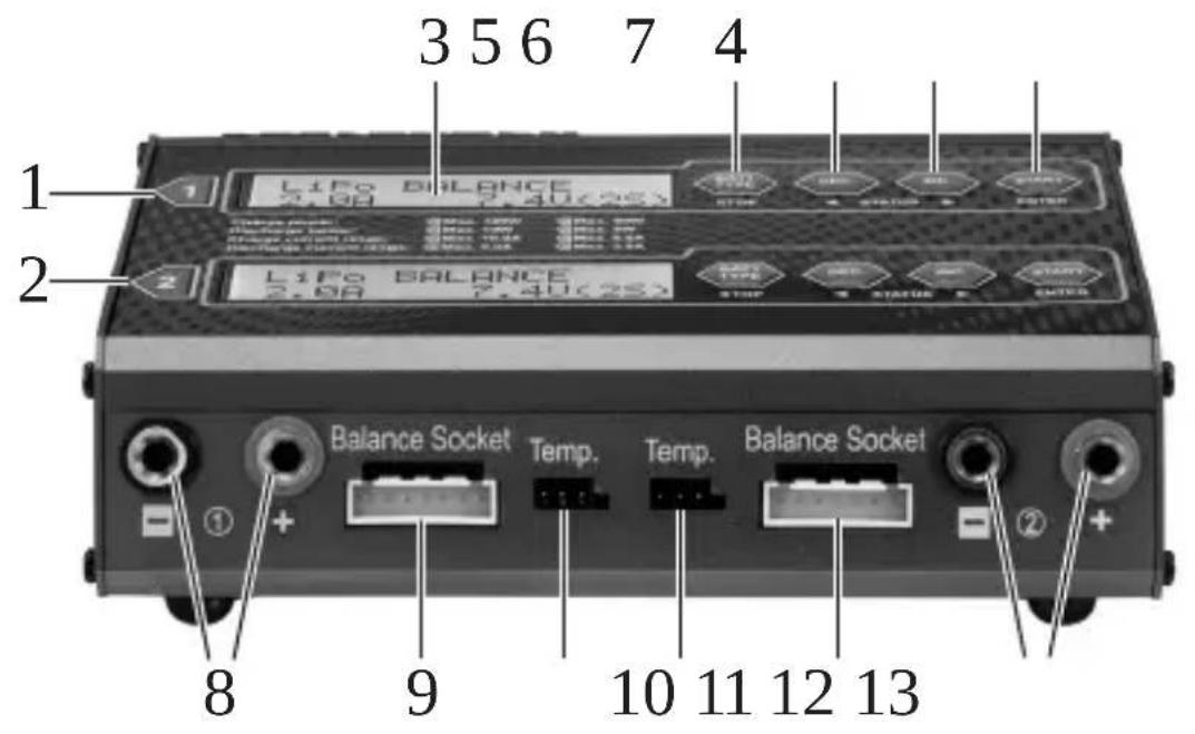 VOLTCRAFT VCharge 100 Duo - Bedienelemente - 1