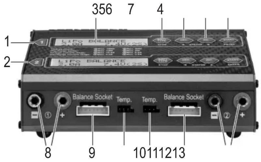 VOLTCRAFT VCharge 100 Duo - Éléments de commande - 1
