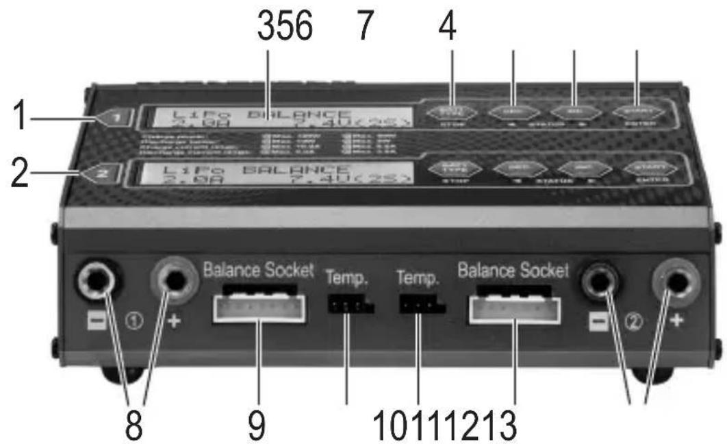 VOLTCRAFT VCharge 100 Duo - Bedieningselementen - 1