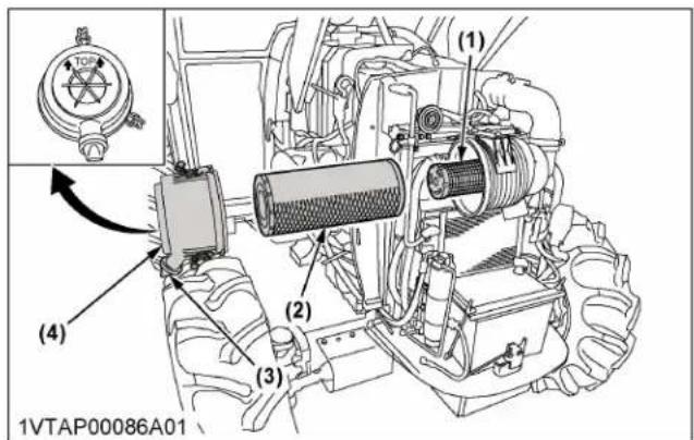 KUBOTA MX6000 - Remplacement de l'élément primaire et secondaire du filtre à air - 1