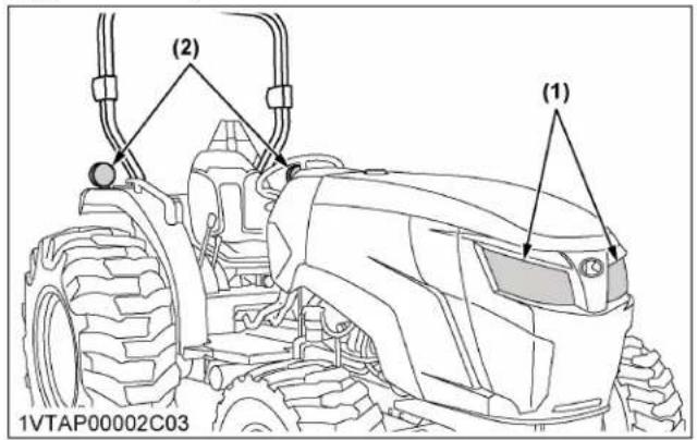 KUBOTA MX6000 - Sélectionnez la position des phares. - 2