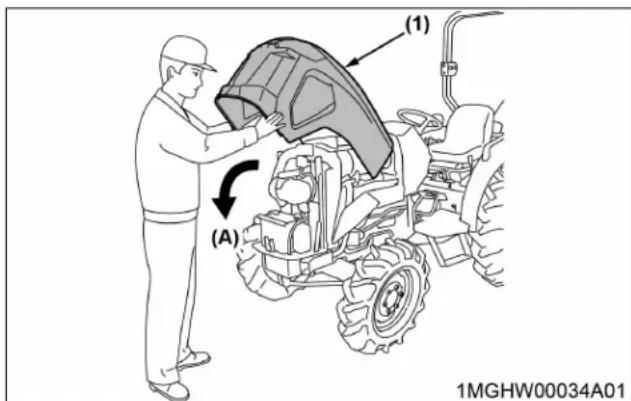 KUBOTA L3302 - Ouverture du capot - 3