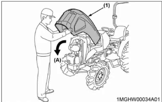 KUBOTA L3902 - Ouverture du capot - 2